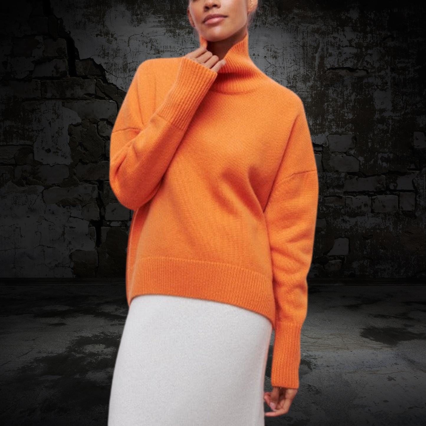 Rollkragenpullover Damen | Klassischer aus Acrylmix | Orange