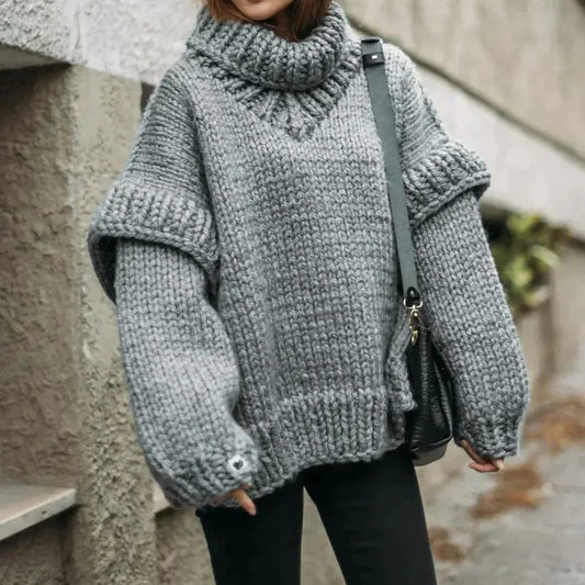 Rollkragenpullover Damen Oversized Hoher Kragen | Winter 0