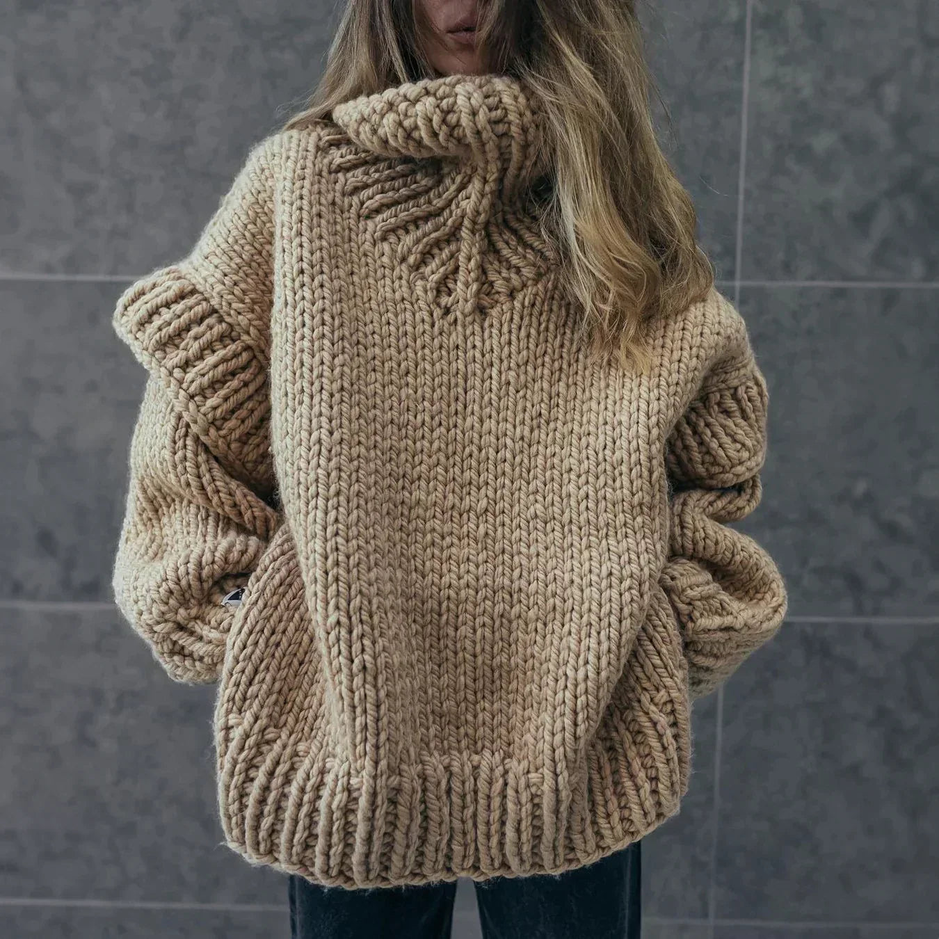 Rollkragenpullover Damen Oversized Hoher Kragen | Winter 1