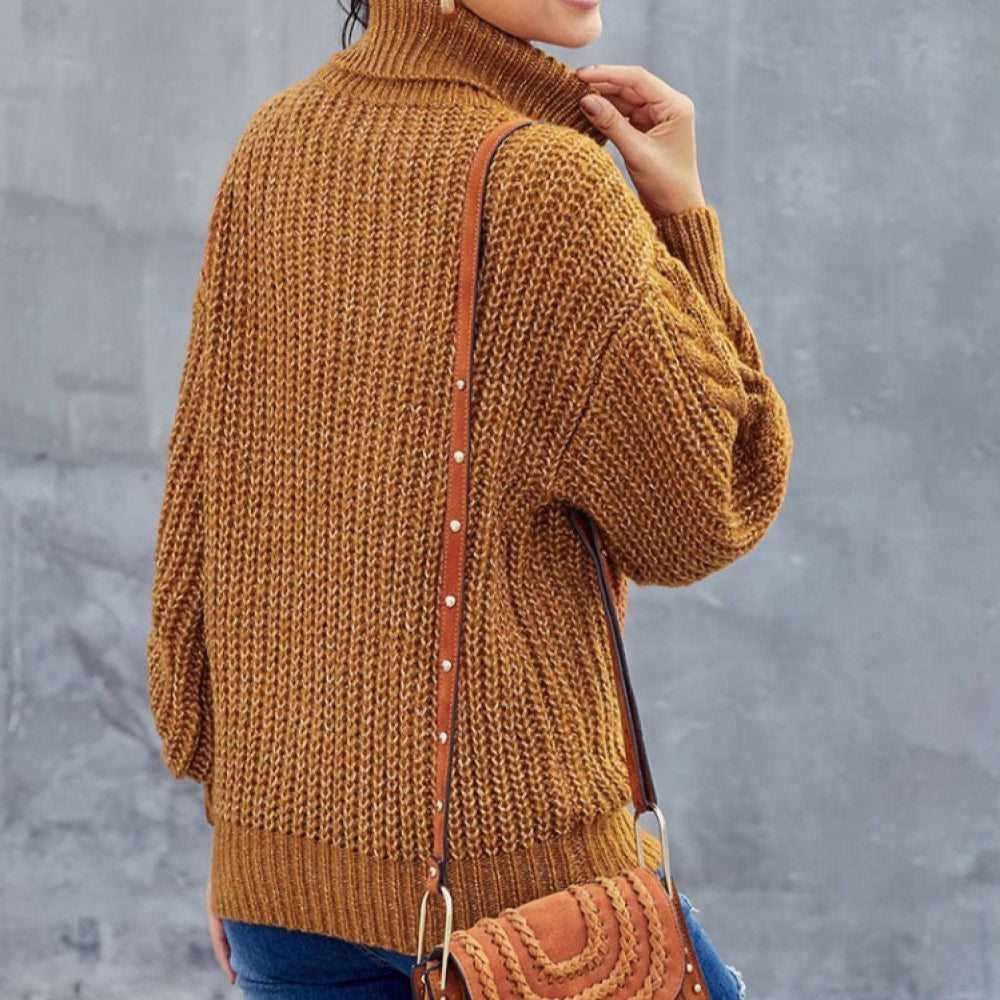 Rollkragenpullover Damen, Grobes Zopfmuster, Komfortabel | Winter 2