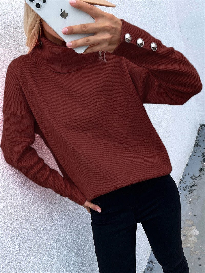 Rollkragenpullover Damen | Casual Fit mit Knopfmanschetten | Winter 6