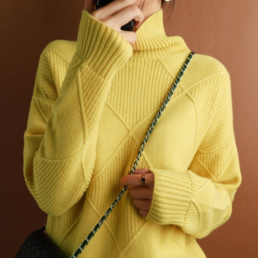 Rollkragenpullover Damen | Hochwertige Passform, Gestrickt | Winter 0