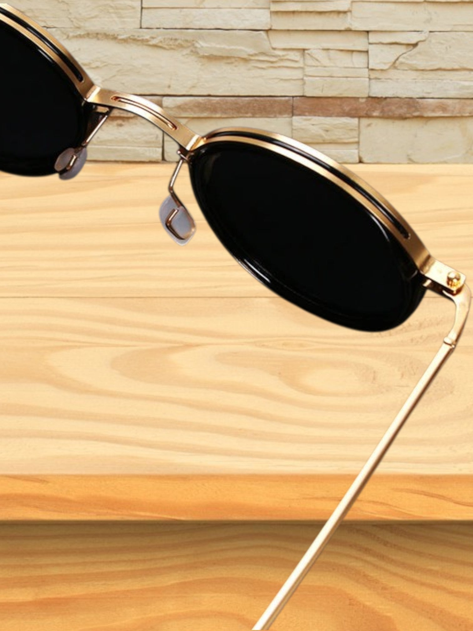 Runde Herrensonnenbrille im Vintage-Stil mit poliertem Metallrahmen und UV-Schutz 5