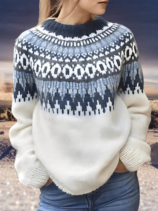 Rundhals-Strickpullover | Laternenärmel 0