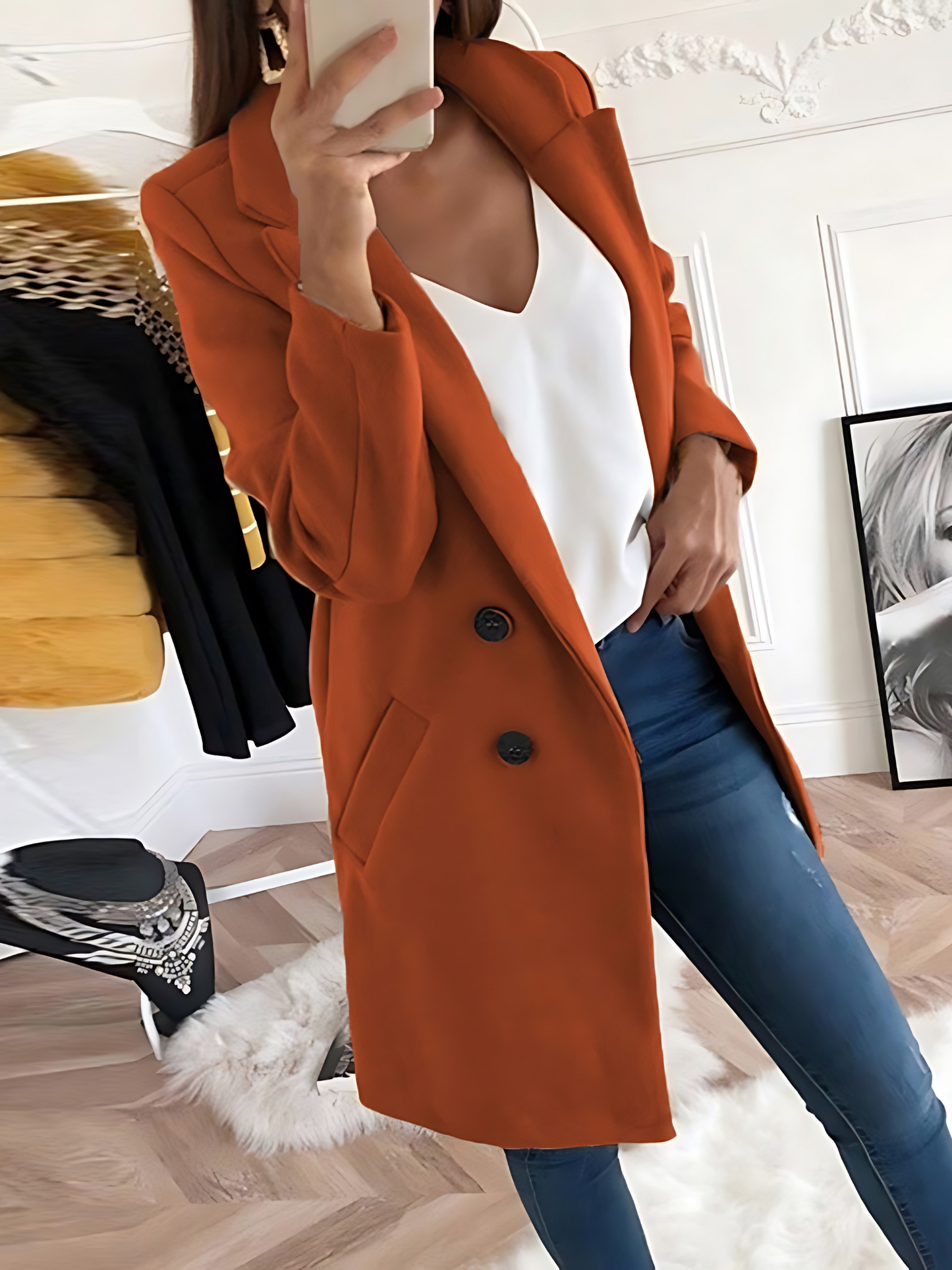 Schicker Designmantel für Damen, Langarm | Winter 1