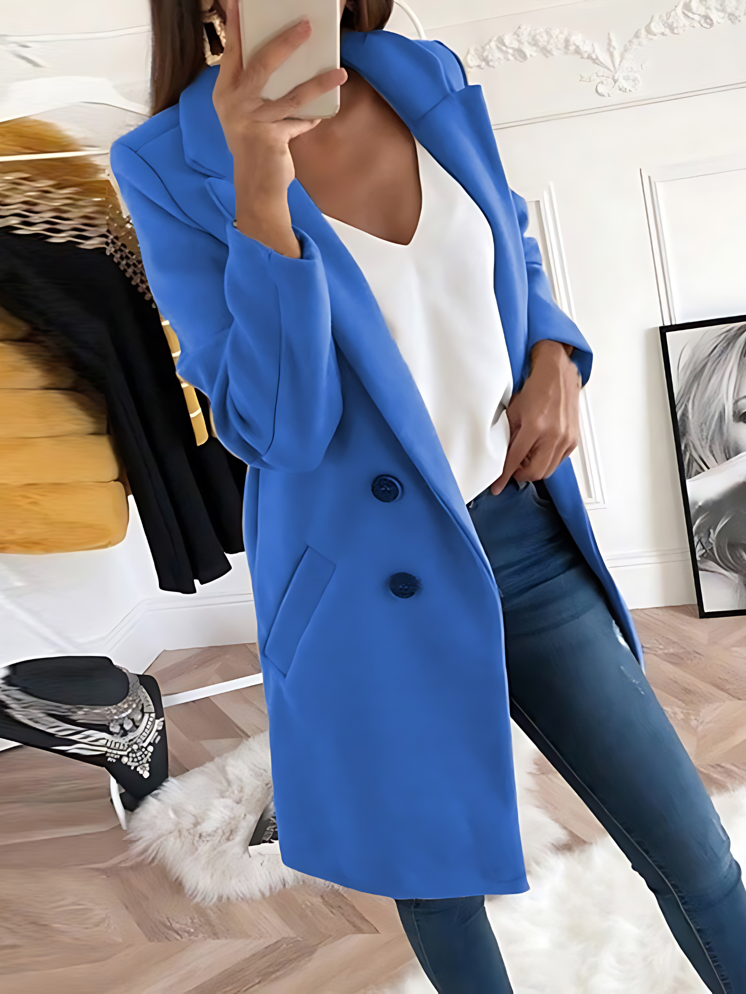 Schicker Designmantel für Damen, Langarm | Winter