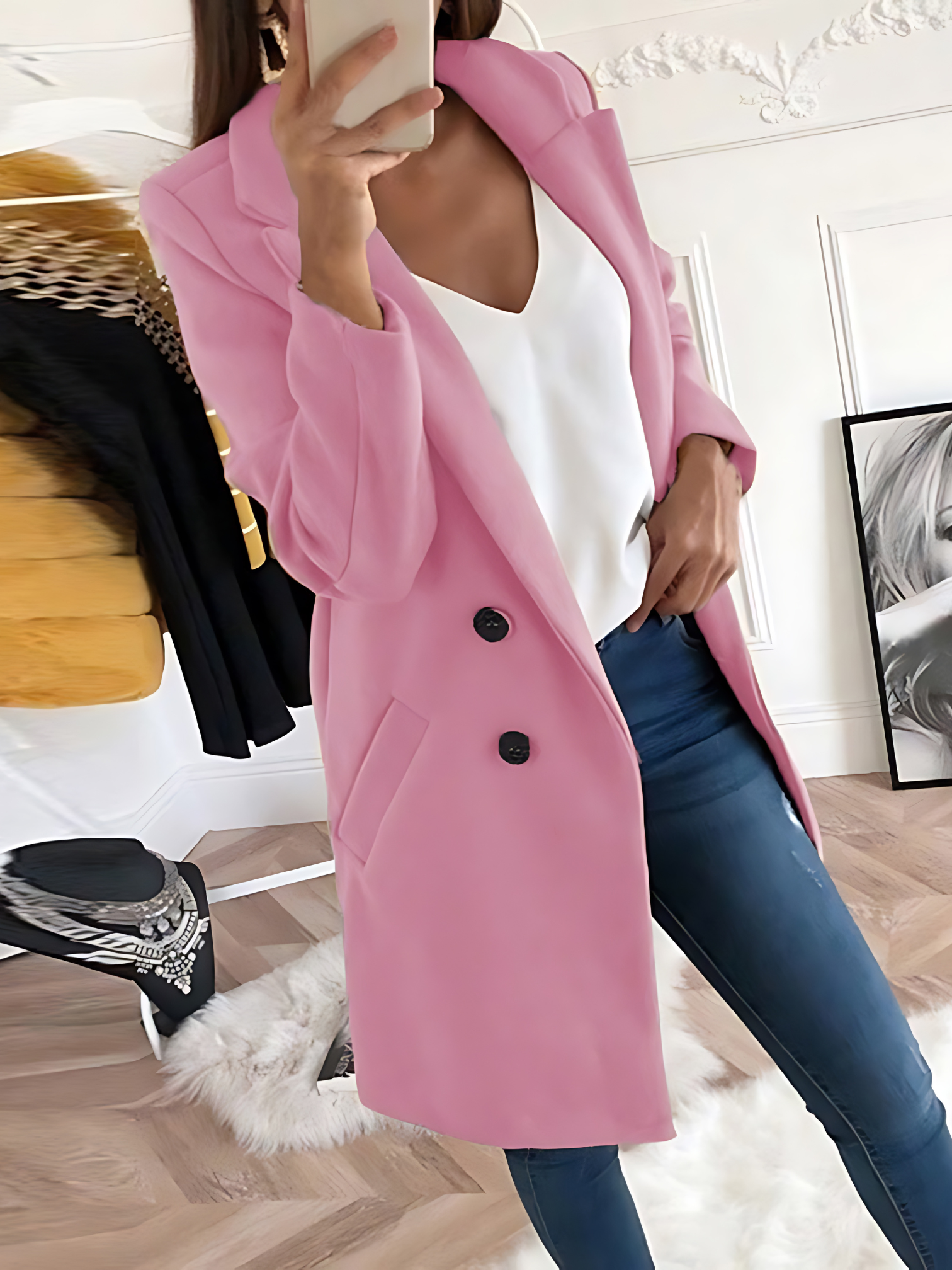 Schicker Designmantel für Damen, Langarm | Winter