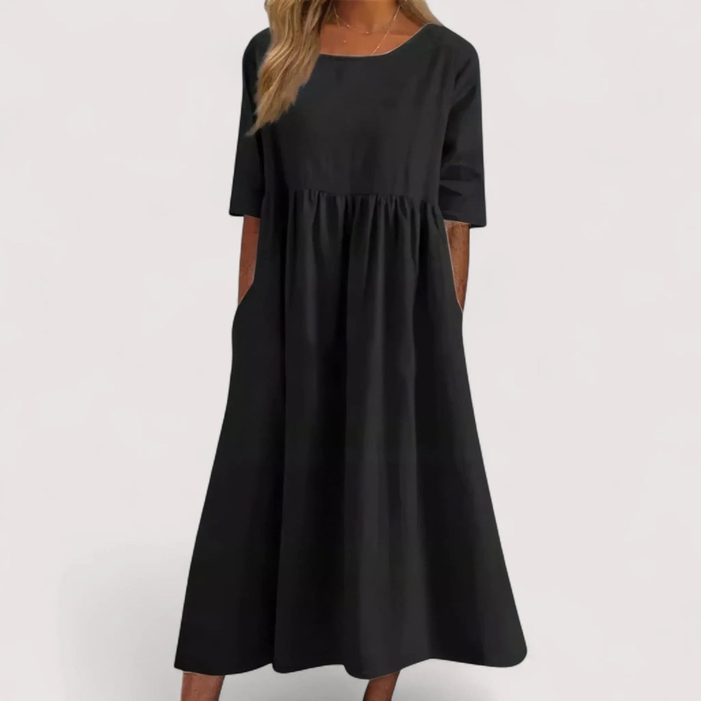 Midi Kleid Damen | Lockerer Schnitt & Seitentaschen