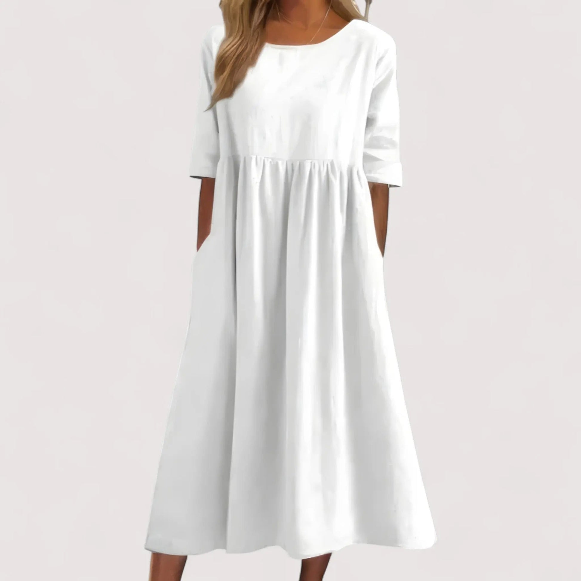 Midi Kleid Damen | Lockerer Schnitt & Seitentaschen