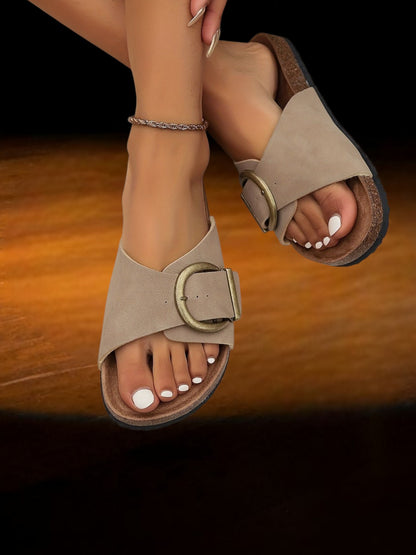 Serena | Bequeme Orthopädische Sandalen Damen aus Leder mit Rutschfester Sohle für den Sommer | Khaki