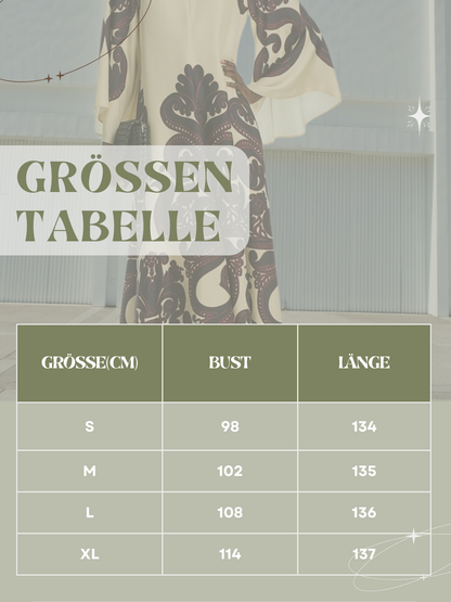 Emma | Elegantes Maxikleid Sommer mit Ethnischem Druck und langen Ärmeln aus Atmungsaktivem Stoff
