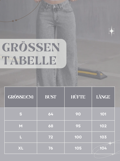 Damen Vintage Bow Stickerei Jeans - Gerade Lockere Passform Denim Hose