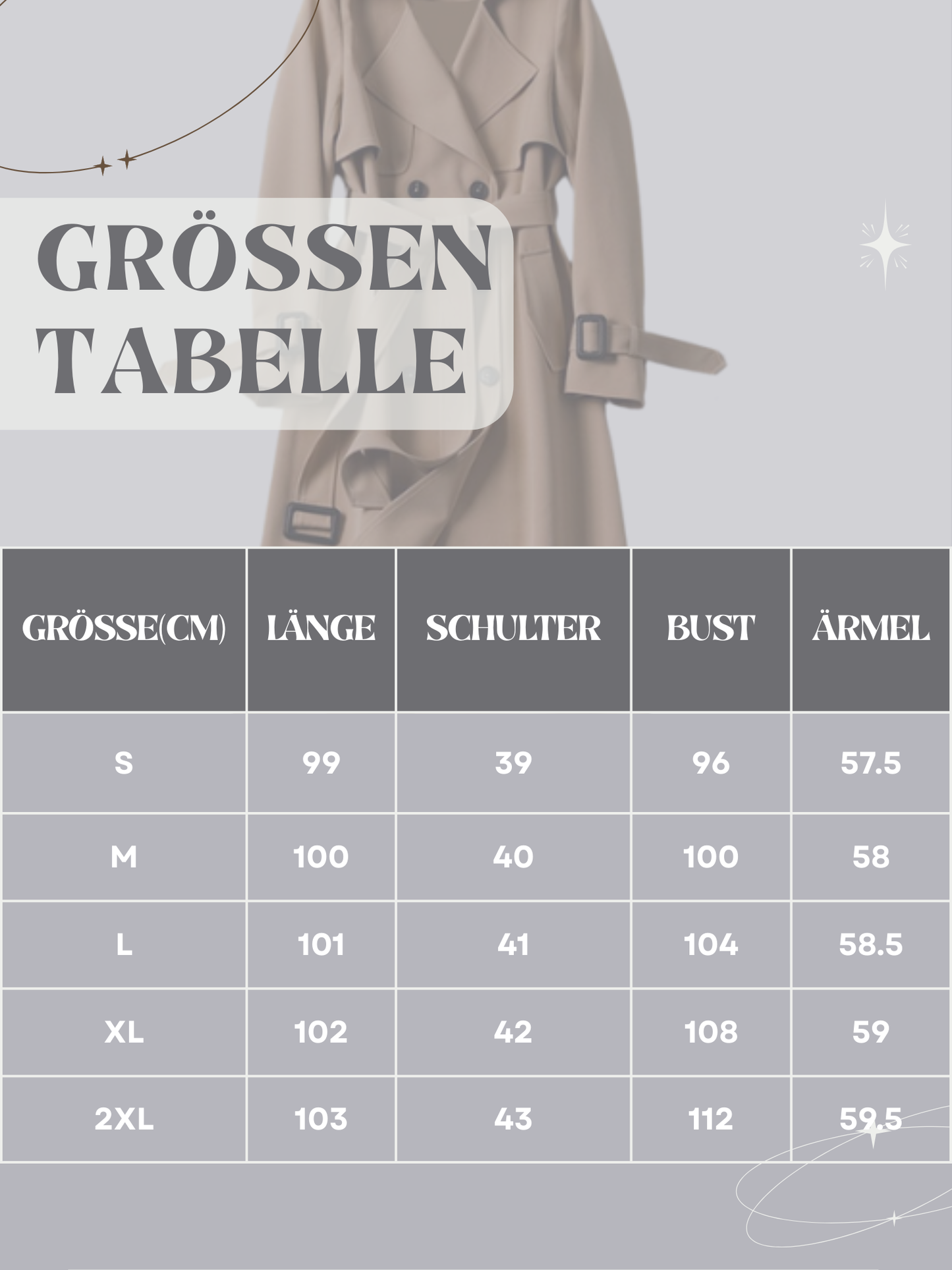 Trenchcoat für Damen | Zweireihiges Design Mantel
