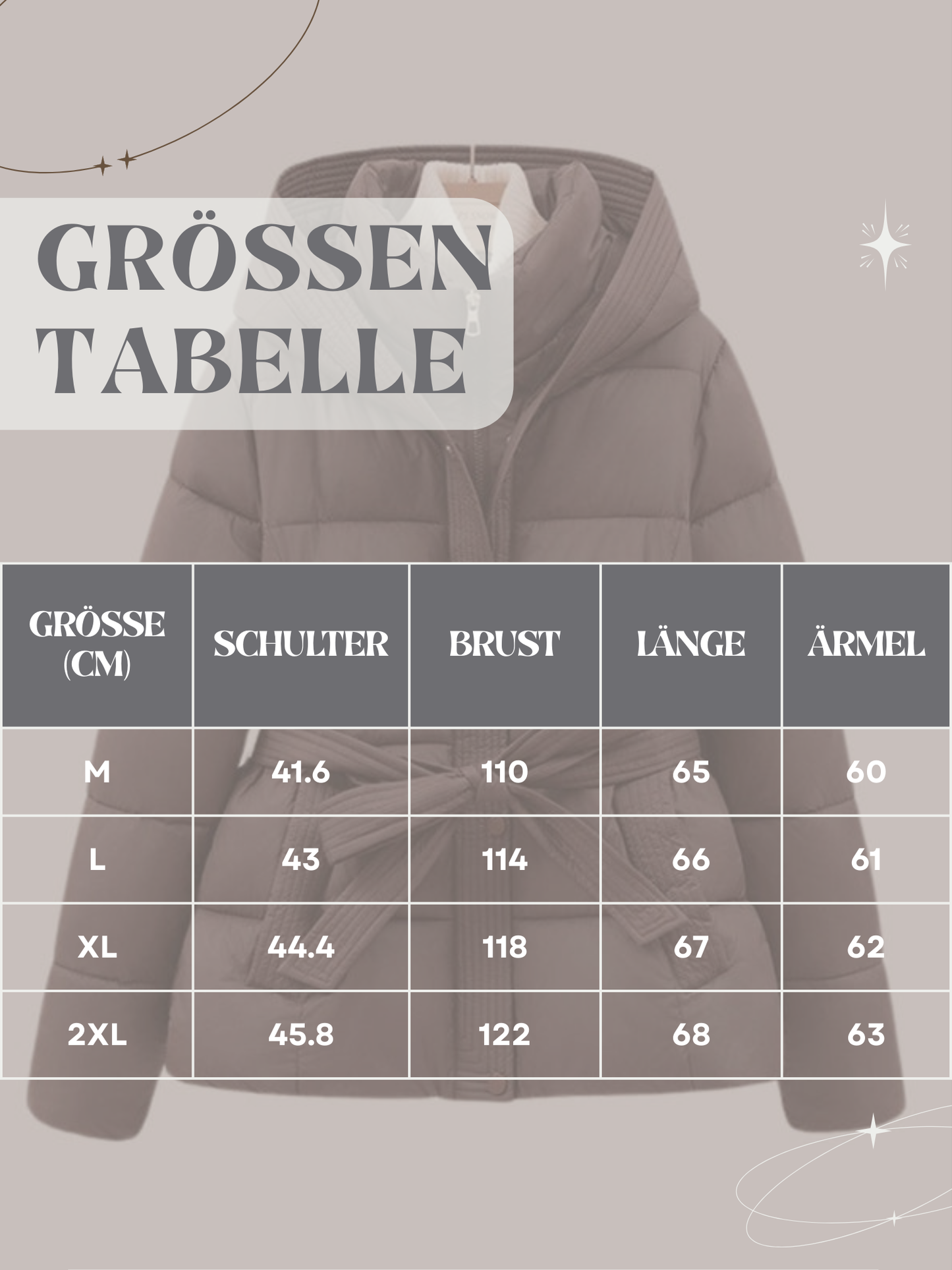 Damen-Daunenjacke mit Kapuze und Gürtel | Winter