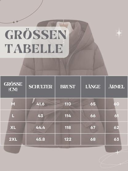 Damen-Daunenjacke mit Kapuze und Gürtel | Winter