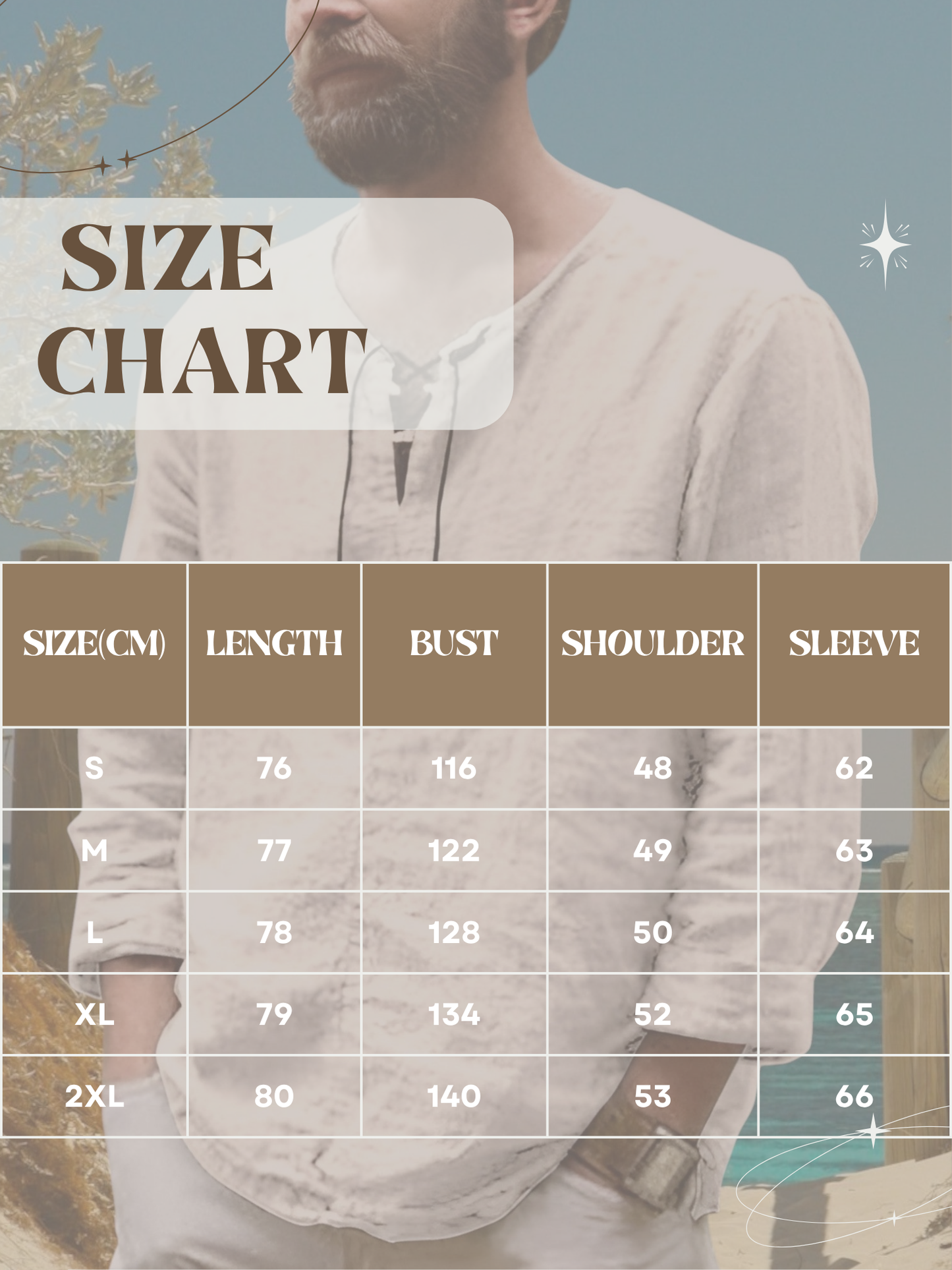 Herren-Leinenhemd mit geschnürtem V-Ausschnitt und langen Ärmeln