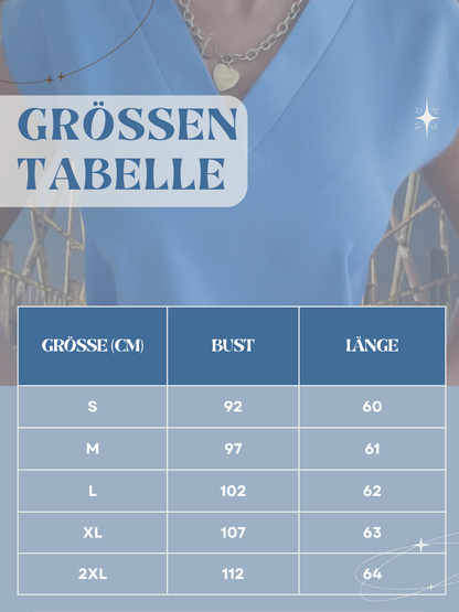 Sommerbluse V-Ausschnitt Kurzschlärm Leicht bequemes Top
