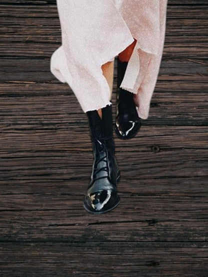 Sofia | Elegante Absatzstiefel im Vintage-Look aus hochwertigem PU-Leder mit orthopädischer Einlegesohle und Schnürung | Schwarz 5
