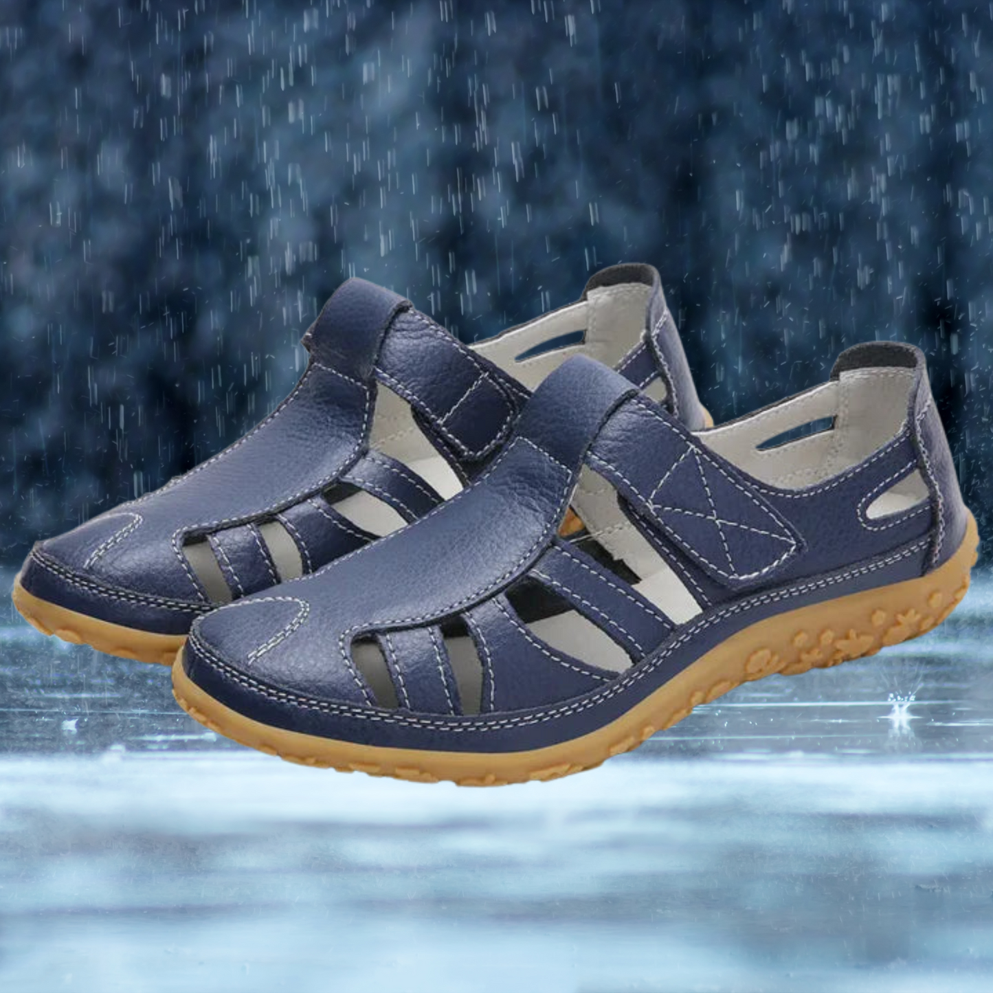 Sommersandalen mit sicherem Halt und individuell einstellbaren Riemen | Marineblau