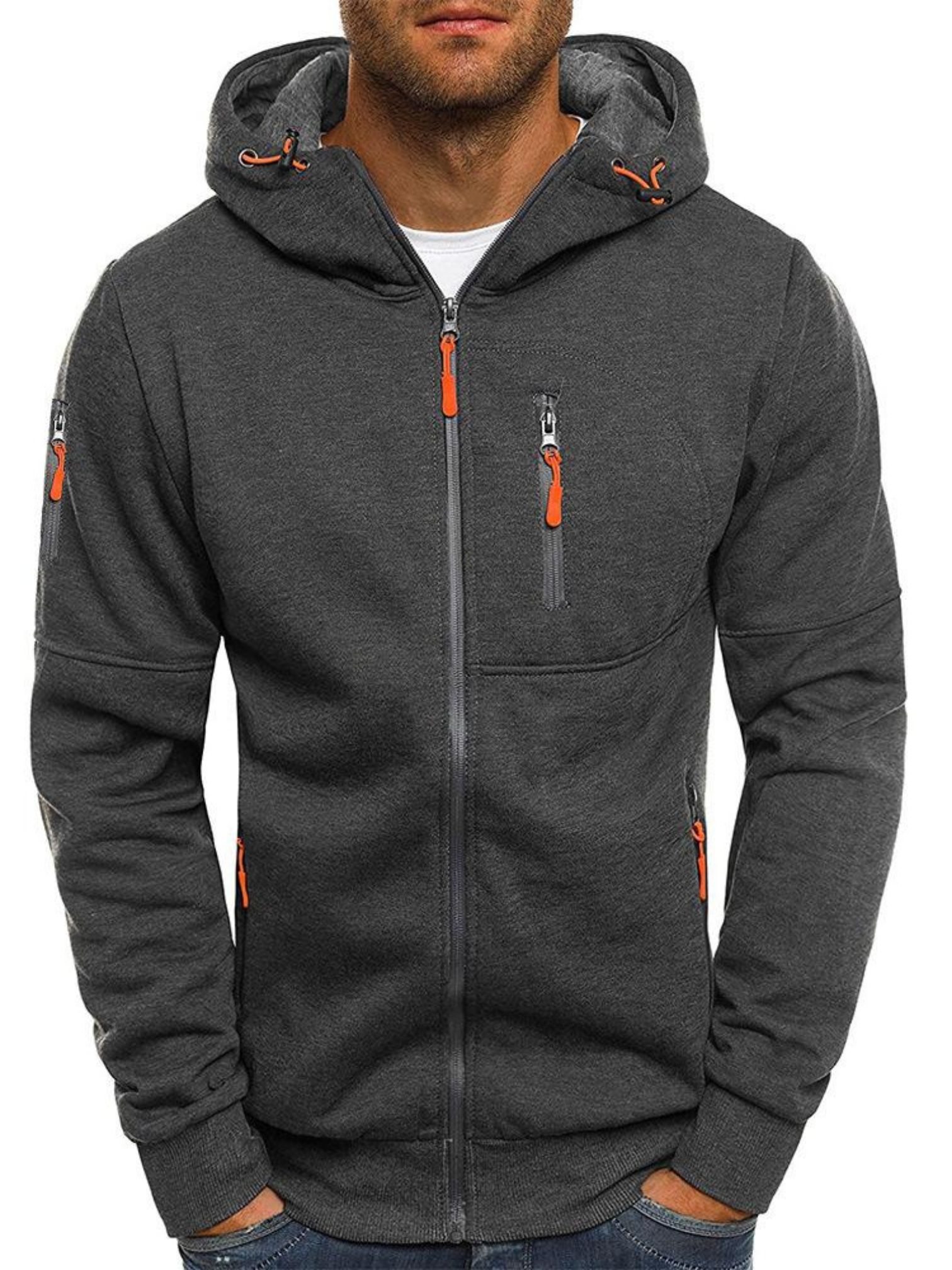 Sportjacke für Herren, Slim Fit mit Kapuze | Leicht 0
