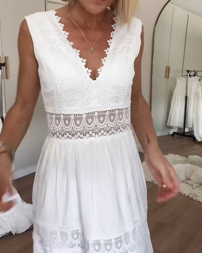 Stella™ - Bequemes V-Ausschnitt Spitzen-Topkleid 2