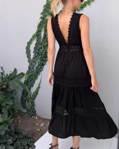 Stella™ - Bequemes V-Ausschnitt Spitzen-Topkleid 7