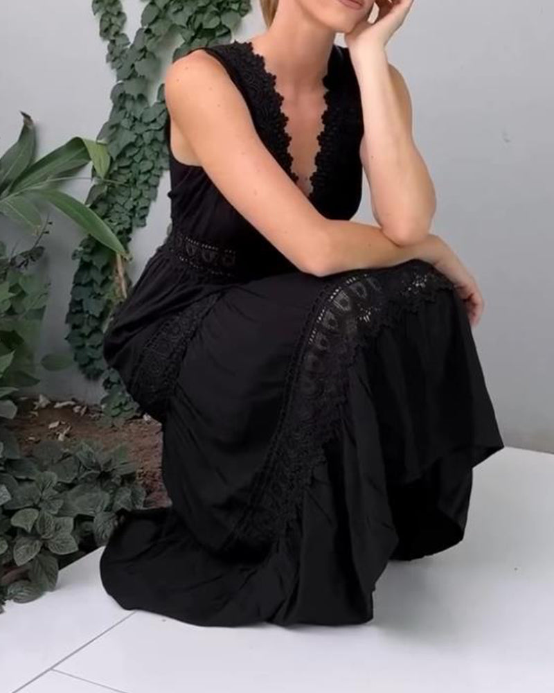 Stella™ - Bequemes V-Ausschnitt Spitzen-Topkleid 8