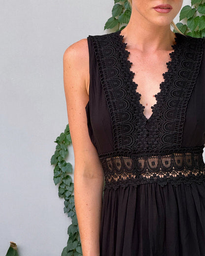 Stella™ - Bequemes V-Ausschnitt Spitzen-Topkleid 9
