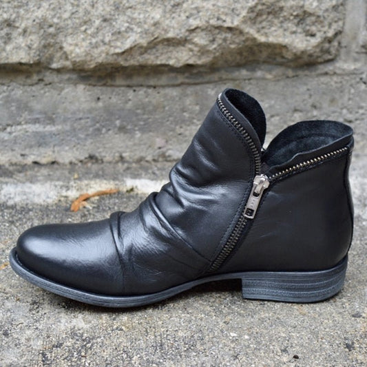 Stiefeletten für Damen, seitlicher Reißverschluss, Raffdetails | Komfort für jeden Tag 0