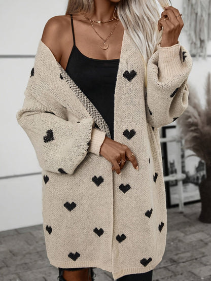 Strickjacke Damen, Knitted, Herzmuster | Lange Ärmel 3