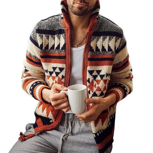 Strickjacke für Herren, Geometrisches Design | Moderne Passform 0