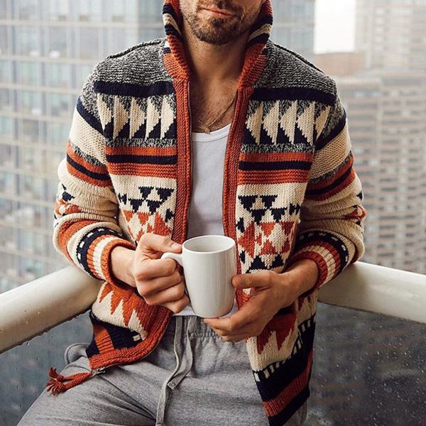 Strickjacke für Herren, Geometrisches Design | Moderne Passform 1