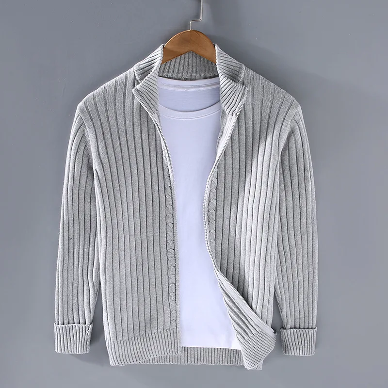 Strickjacke mit Reißverschluss für Herren | Durchgehender Reißverschluss, gerippte Bündchen 0