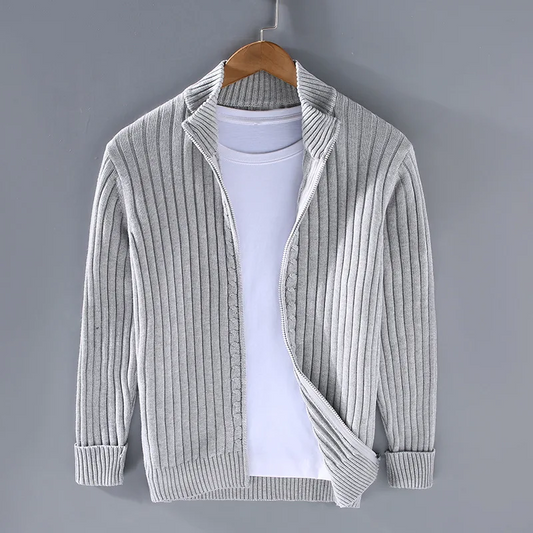 Strickjacke mit Reißverschluss für Herren | Durchgehender Reißverschluss, gerippte Bündchen 0