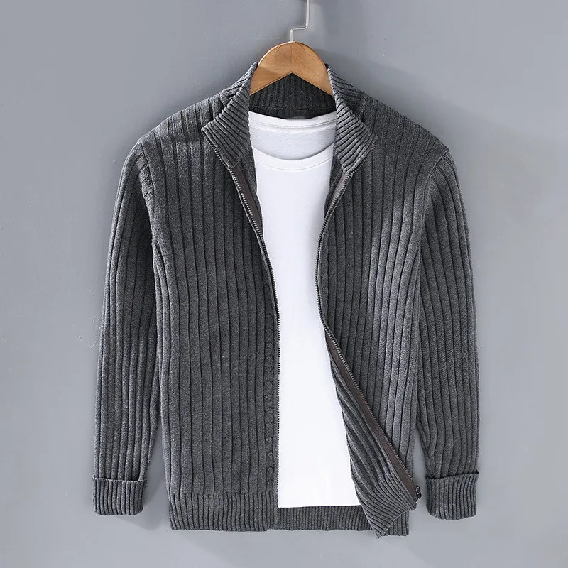 Strickjacke mit Reißverschluss für Herren | Durchgehender Reißverschluss, gerippte Bündchen