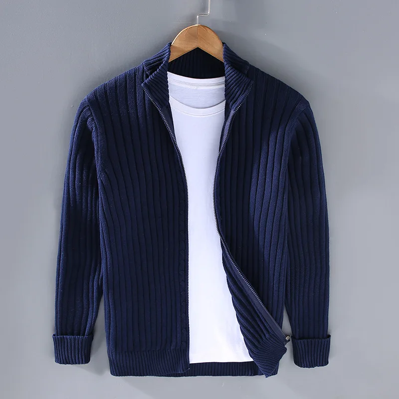 Strickjacke mit Reißverschluss für Herren | Durchgehender Reißverschluss, gerippte Bündchen
