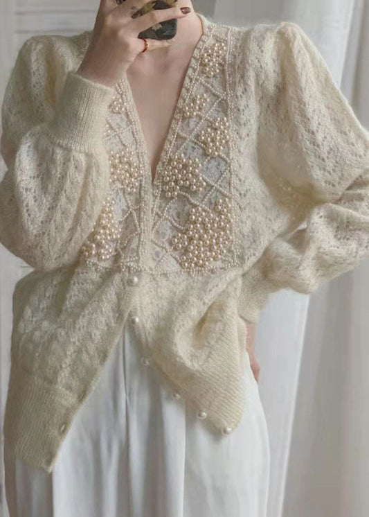 Strickmantel für Damen | Perlenknopf-Detail 0