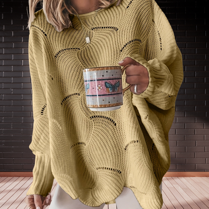 Strickpullover mit asymmetrischem Schnitt und weichem Rippdesign | Gelb