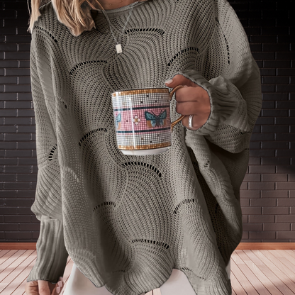 Strickpullover mit asymmetrischem Schnitt und weichem Rippdesign | Grau