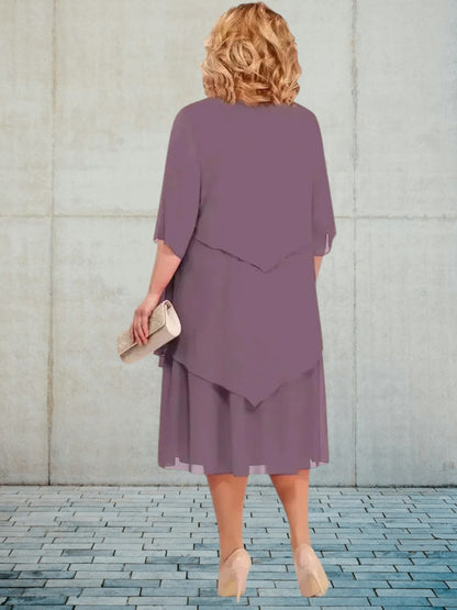 Tanja | Elegantes Chiffon Kleid für Hochzeitsgast in knieumspielender Länge – Festliche Kleider für Damen | Helllila 2