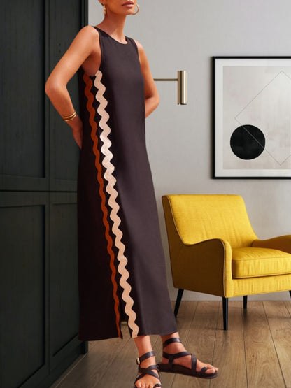 Teresita | Elegantes Maxikleid für Damen mit seitlichen Schlitzen aus leichtem Stoff für Sommer und festliche Anlässe | Schwarz 2