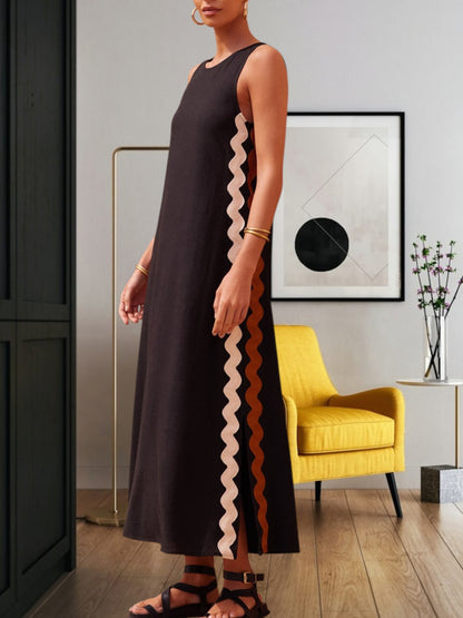 Teresita | Elegantes Maxikleid für Damen mit seitlichen Schlitzen aus leichtem Stoff für Sommer und festliche Anlässe | Schwarz 3