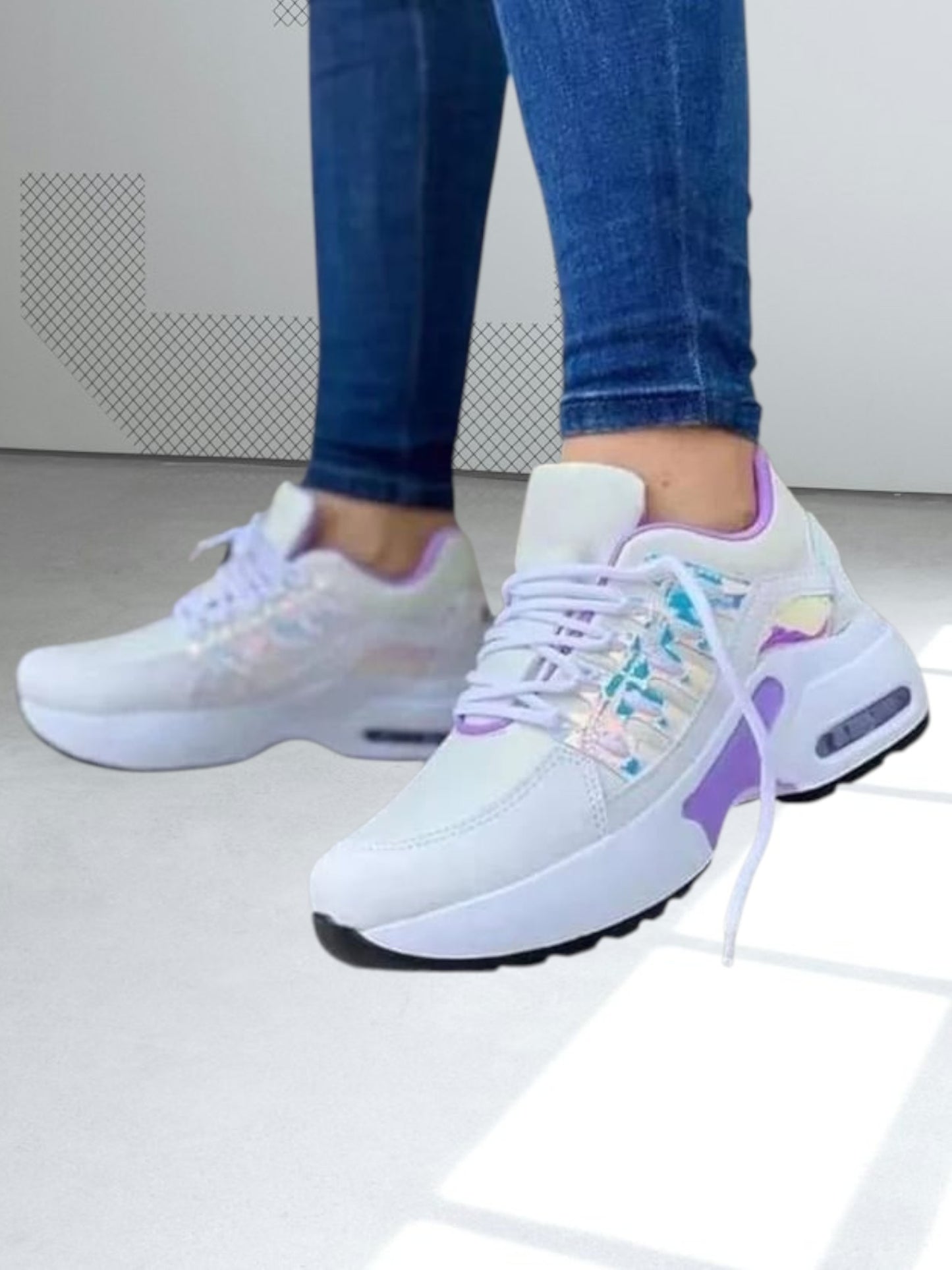 Tess | Orthopädische Komfortschuhe für Damen mit Schnürung und modernem Design | Weiß Violett