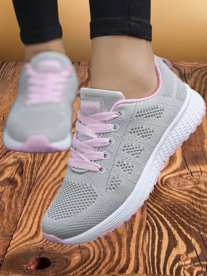 Thora | Orthopädische Turnschuhe für Damen mit Atmungsaktivem Material und Robuster Sohle | Grau - Rosa