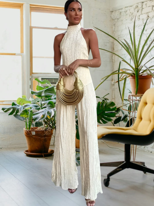 Tiana | Eleganter asymmetrischer Jumpsuit für Frauen zur Hochzeit | Creme