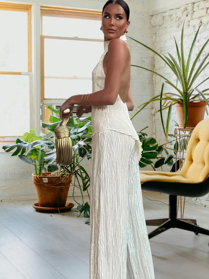 Tiana | Eleganter asymmetrischer Jumpsuit für Frauen zur Hochzeit | Creme 2