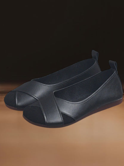 Tilde | Bequeme schwarze Ballerinas aus weichem PU-Leder für Damen, elegantes Slip-on Design | Schwarz