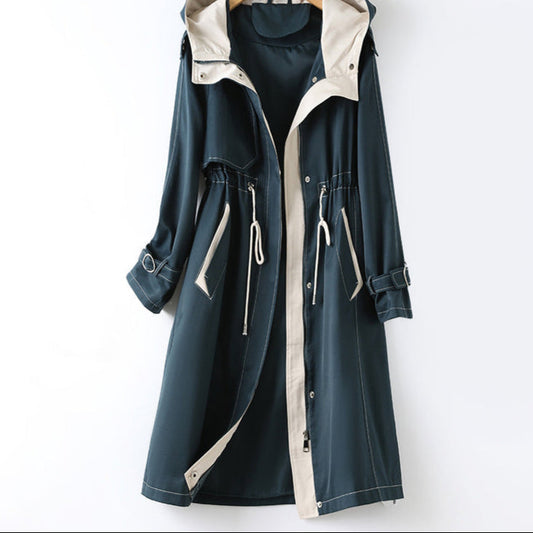 Trenchcoat Damen Wasserfest Mit Kapuze | Lange Schnitt 0