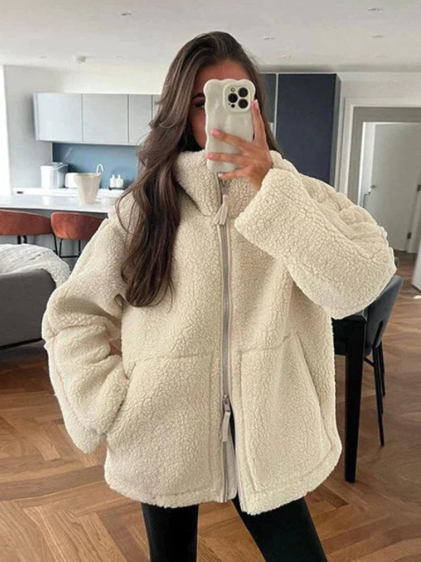 Übergroße Sherpa-Fleecejacke für Damen | Winter 0