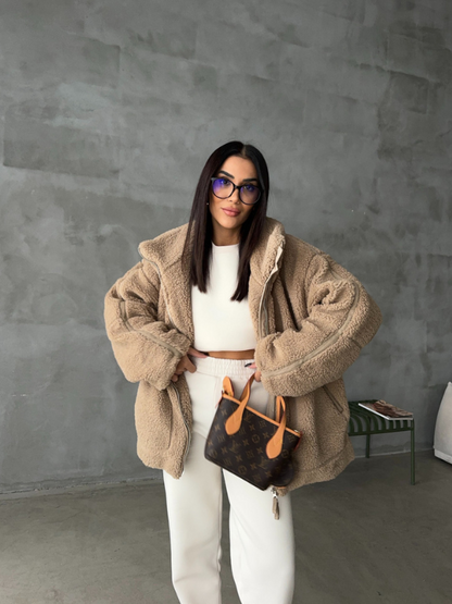 Übergroße Sherpa-Fleecejacke für Damen | Winter